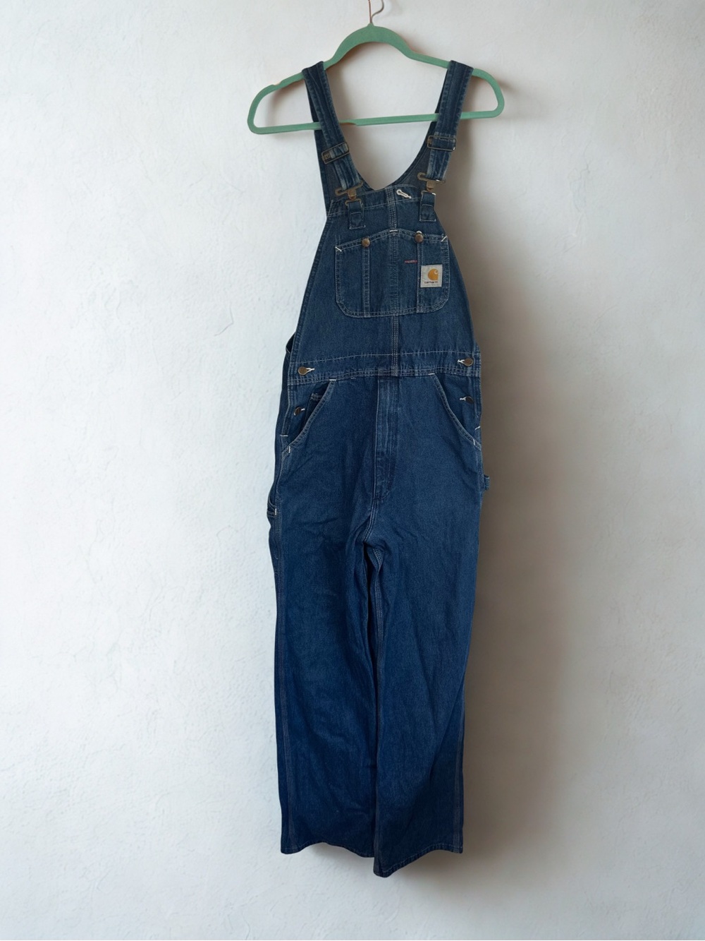 Vintage Carhartt Indigo Blue Denim Bib Overalls 34x33